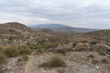 arid landscape of the desert of Tabernas in Almeria (Spain)