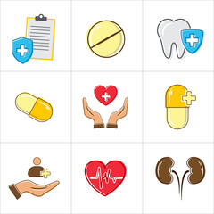 Health vector icons. Hospital and medical care signs set.
