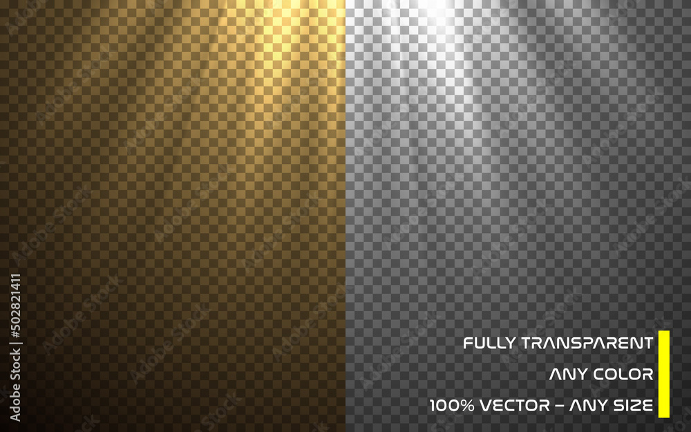 Wall mural white glowing light effect on transparent background, can be used with any color background. vector 