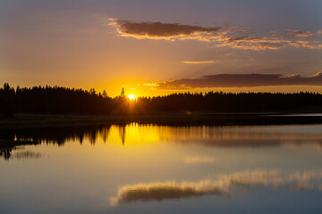Lake on sunset
