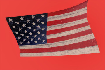 Postcard for the holiday of USA Independence Day. American flag on a bright red background