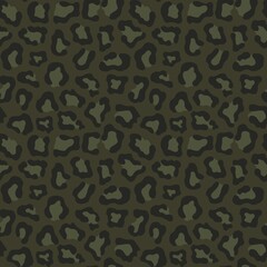leopard spots on khaki background seamless military print, vector trendy design