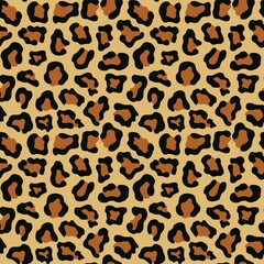 
leopard vector print, yellow seamless pattern with wild cat patches, animal skin