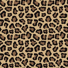Leopard print vector seamless pattern, animal skin, fashion design for textile.