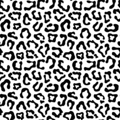 Pattern leopard black spots on a white background seamless print, design.