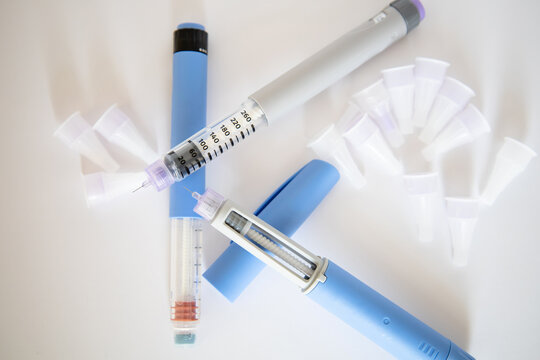Insulin injection pen or insulin cartridge pen for diabetics. Medical equipment for diabetes parients. High quality photo