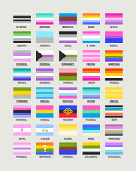Collection of sexual identity flags. Pride flags