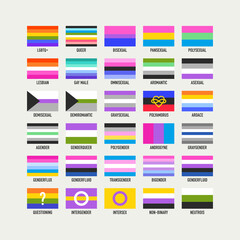 Collection of pride flags. Sexual, gender identity