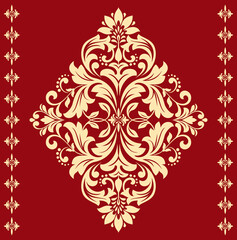 Damask graphic ornament. Floral design element. Gold vector pattern