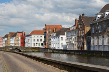Naklejka na ściany i meble Beautiful view of ancient buildings along canal