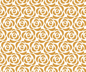 Flower geometric pattern. Seamless vector background. White and gold ornament. Ornament for fabric, wallpaper, packaging. Decorative print