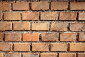 Texture of red brick wall as background, closeup view