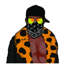 Illustration of Gangster with Bandana and Coat