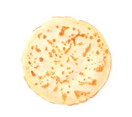 One delicious crepe isolated on white, top view