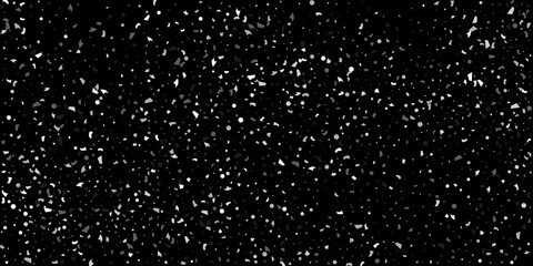 Silver confetti point on a black background. Luxury festive background. Silver grainy abstract texture overflows against a black background. Element of design. Vector illustration, EPS 10.