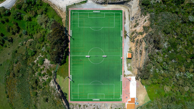Soccer field. View from above from football field line
