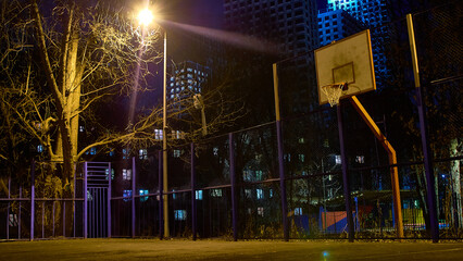basketball ring in the evening low light