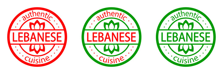 Lebanese authentic cuisine stamp. Set of Lebanese food labels. Best in town. Lebanon