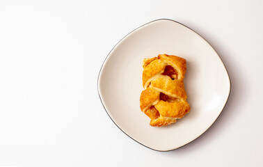 Apple braided strudel with copy space