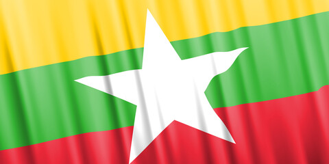 Wavy vector flag of Myanmar