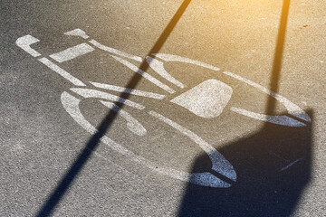 Bicycle sign or badge on bike lane, urban infrastructure