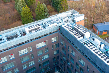 Air conditioning system on the roof of the building, advanced air conditioning and ventilation...