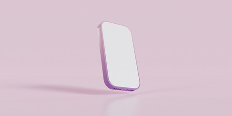 White Screen Phone And Pink Background 3d Render