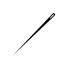Needle for sewing and tailoring. Craft for tailor and needlework. Tool pin for textiles. Isolated design. Illustration and symbol of embroidery craftsmanship. Vector