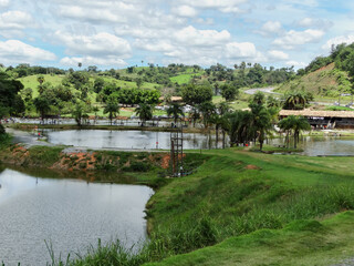 Fototapeta na wymiar Linda vista de lagoas artificiais em hotel fazenda localizada na br040 num município de Esmeraldas, Minas Gerais, Brasil.