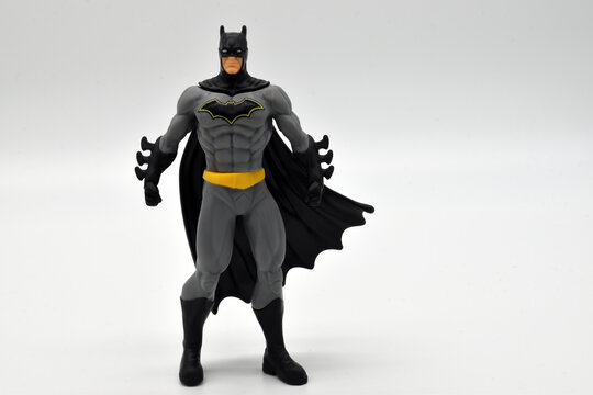 Bologna - Italy - April 19, 2022: Batman miniature isolated on white background. Batman from DC comics.