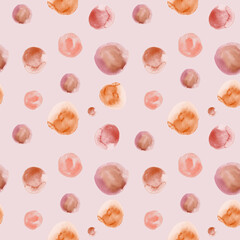 Seamless watercolor abstract pattern with beige circles for textile and surface design