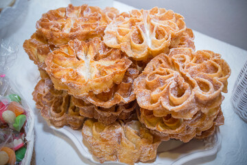 Plate full of traditional fried flores or flowers
