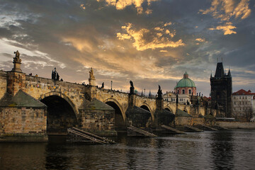 Fototapeta na wymiar Charles Bridge over Vltava, Prague, Czechia