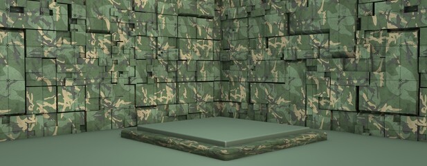 Fototapeta premium A beautiful 3d illustration with army background for presentation and promotion. Gamer Stage.