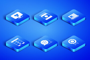 Set Honey medal, Honeycomb bee location, Hive for bees, Jar of honey and Stack pancakes icon. Vector