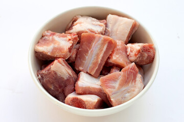Raw pork ribs isolated on white background