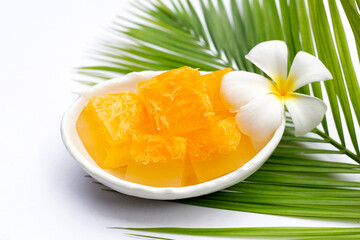 Sweet egg floss jelly. Thai dessert