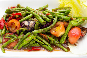 Spicy long bean salad. Thai food