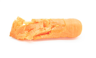 smash fresh Carrot over on white background, Clipping path.