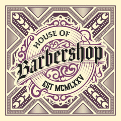 Obraz premium Vintage Barbershop label in vintage style