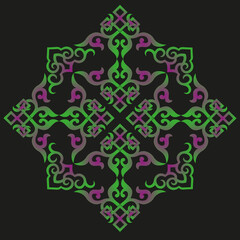 vector oriental chinese ornament, asian traditional pattern, floral vintage element, cut silhouette, ornament central asia, applique work, mongolian ornament