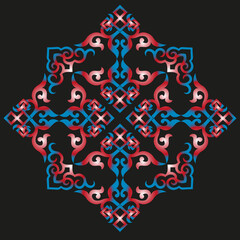 vector oriental chinese ornament, asian traditional pattern, floral vintage element, cut silhouette, ornament central asia, applique work, mongolian ornament