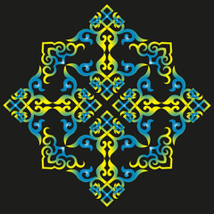 vector oriental chinese ornament, asian traditional pattern, floral vintage element, cut silhouette, ornament central asia, applique work, mongolian ornament