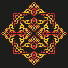 vector oriental chinese ornament, asian traditional pattern, floral vintage element, cut silhouette, ornament central asia, applique work, mongolian ornament