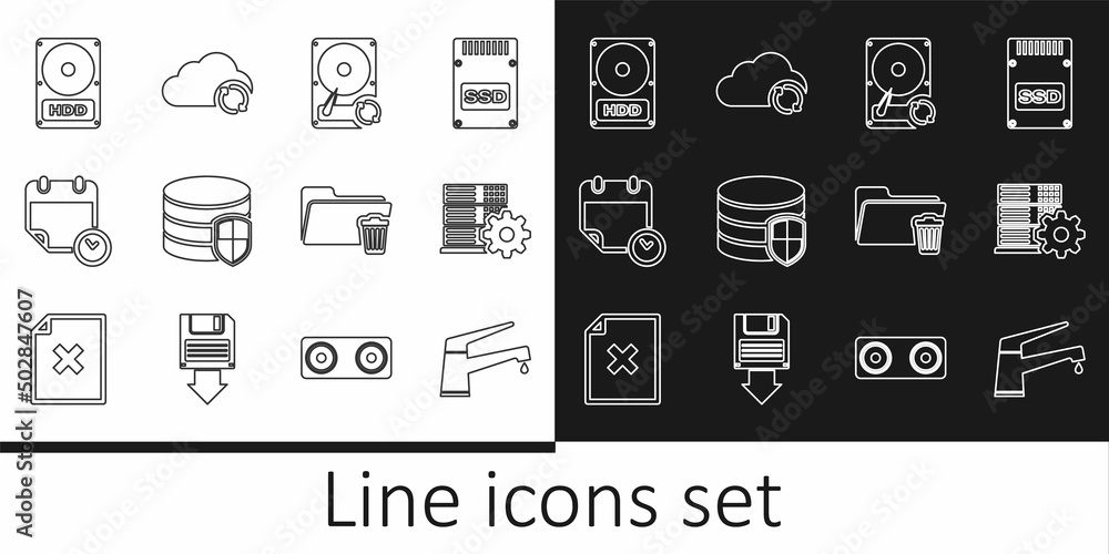 Poster set line water tap, server setting, hard disk drive hdd sync refresh, database protection, calendar 