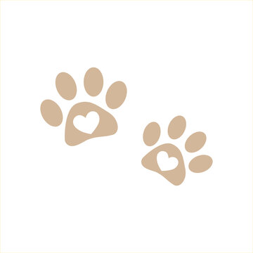 Paws with heart. Vector icon