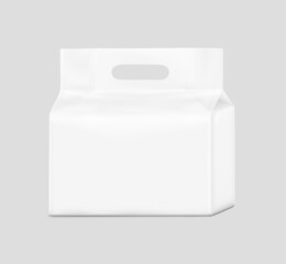 Stand bag with handle hole mockup. Vector illustration. Ready for your design. Suite for the presentation of diaper, wet wipes, foods, household, etc. EPS10.	