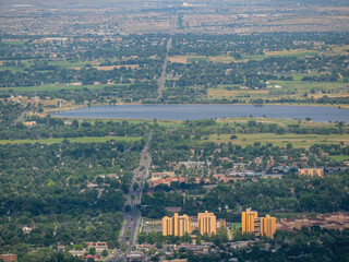 Aerial view of the Baseline Reservoir and cityscape