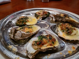 Close up shot of grilled oyster