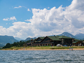 Sunny view of the landscape of Lake Estes